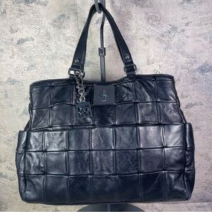 DKNY Leather Patchwork Tote Bag Black Brown Shoulder Work Purse